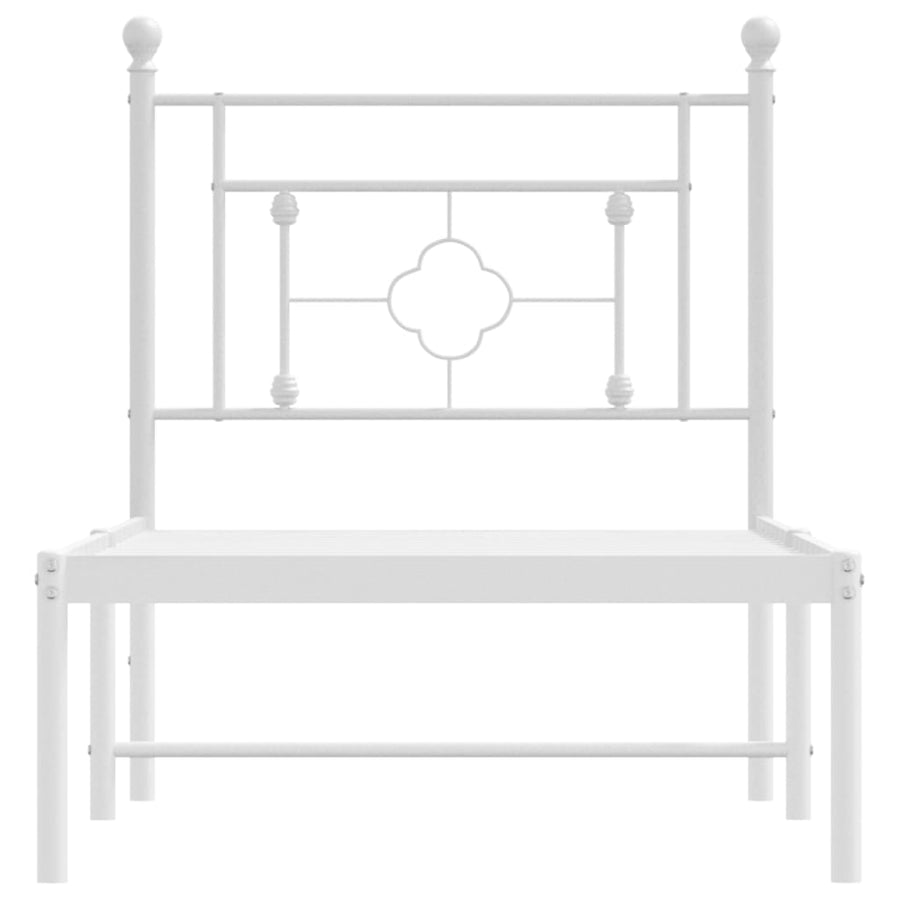 Bedframe Zonder Matras Metaal 75 x 190 cm Wit met hoofdbord