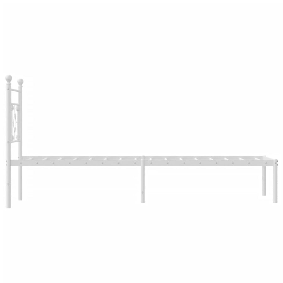 Bedframe Zonder Matras Metaal 75 x 190 cm Wit met hoofdbord