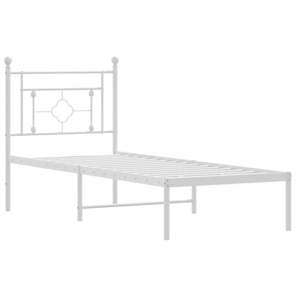 Bedframe Metaal 80 x 200 cm Wit met hoofdbord