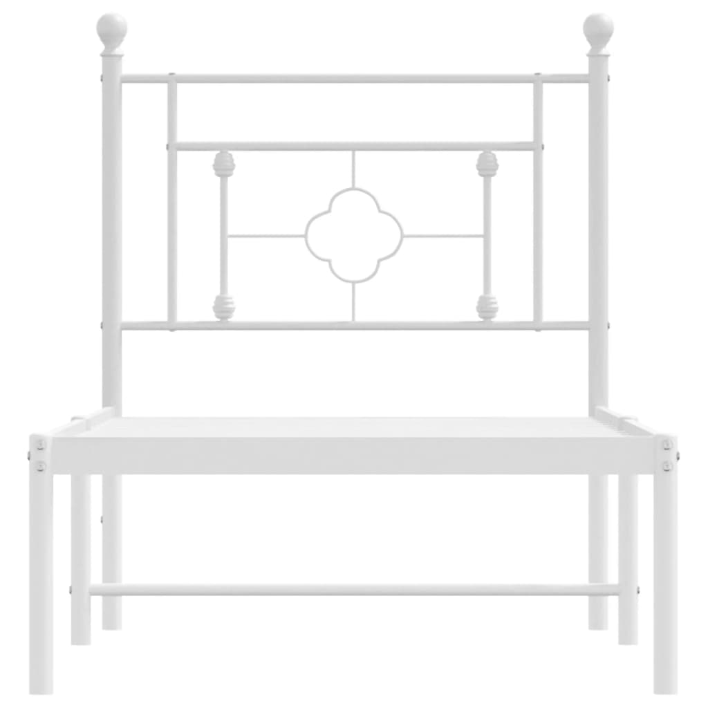 Bedframe Metaal 80 x 200 cm Wit met hoofdbord