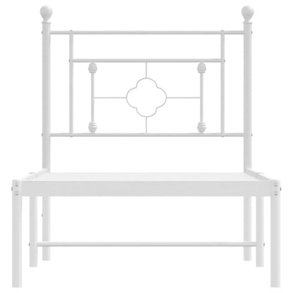 Bedframe Metaal 80 x 200 cm Wit met hoofdbord