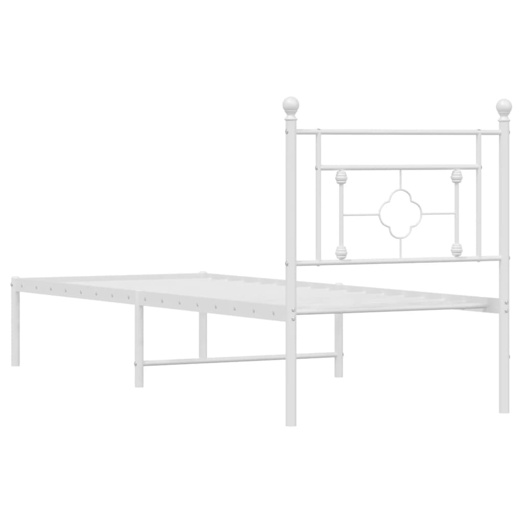 Bedframe Metaal 80 x 200 cm Wit met hoofdbord