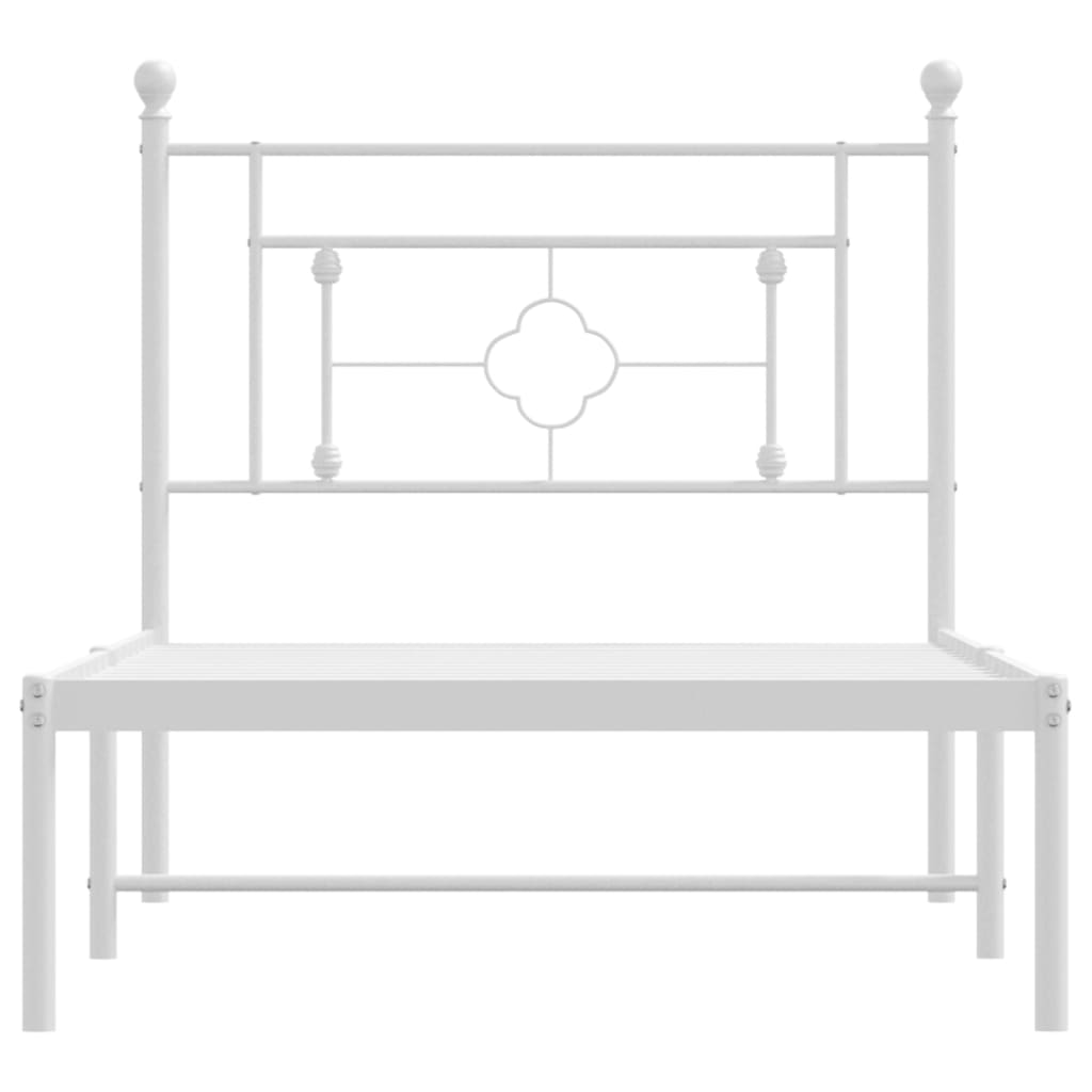 Bedframe Metaal 90 x 200 cm Wit met hoofdbord
