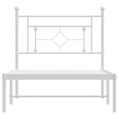 Bedframe Metaal 90 x 200 cm Wit met hoofdbord