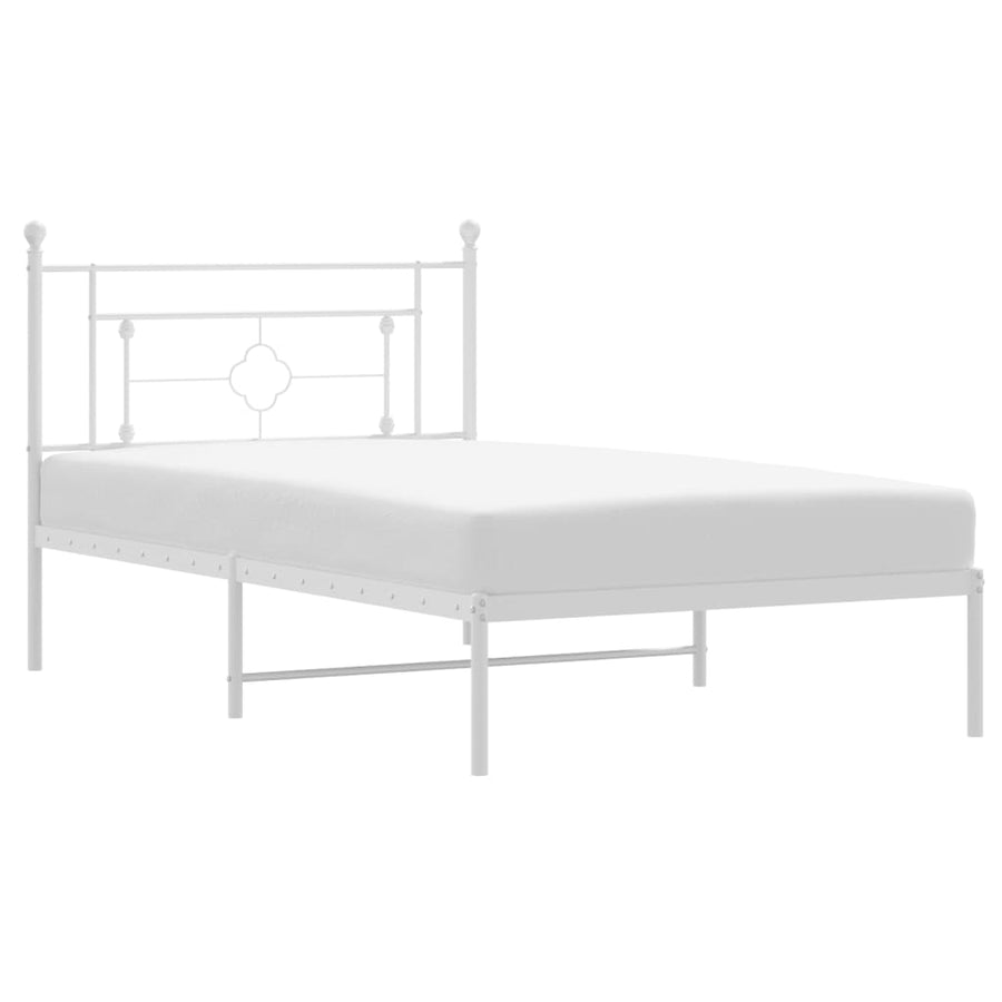 Bedframe Metaal 107 x 203 cm Wit met hoofdbord