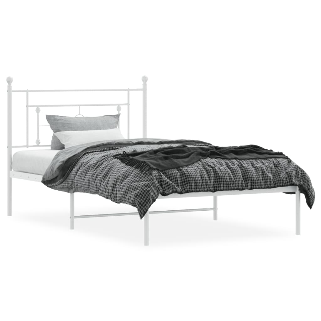 Bedframe Metaal 107 x 203 cm Wit met hoofdbord