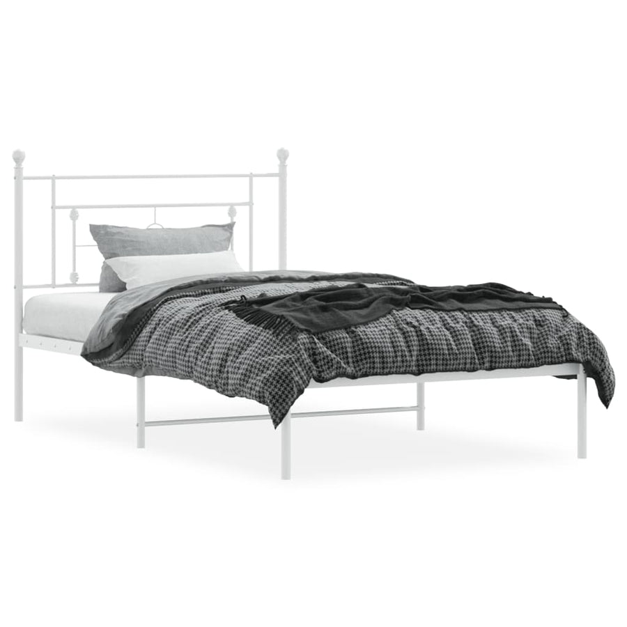 Bedframe Metaal 107 x 203 cm Wit met hoofdbord