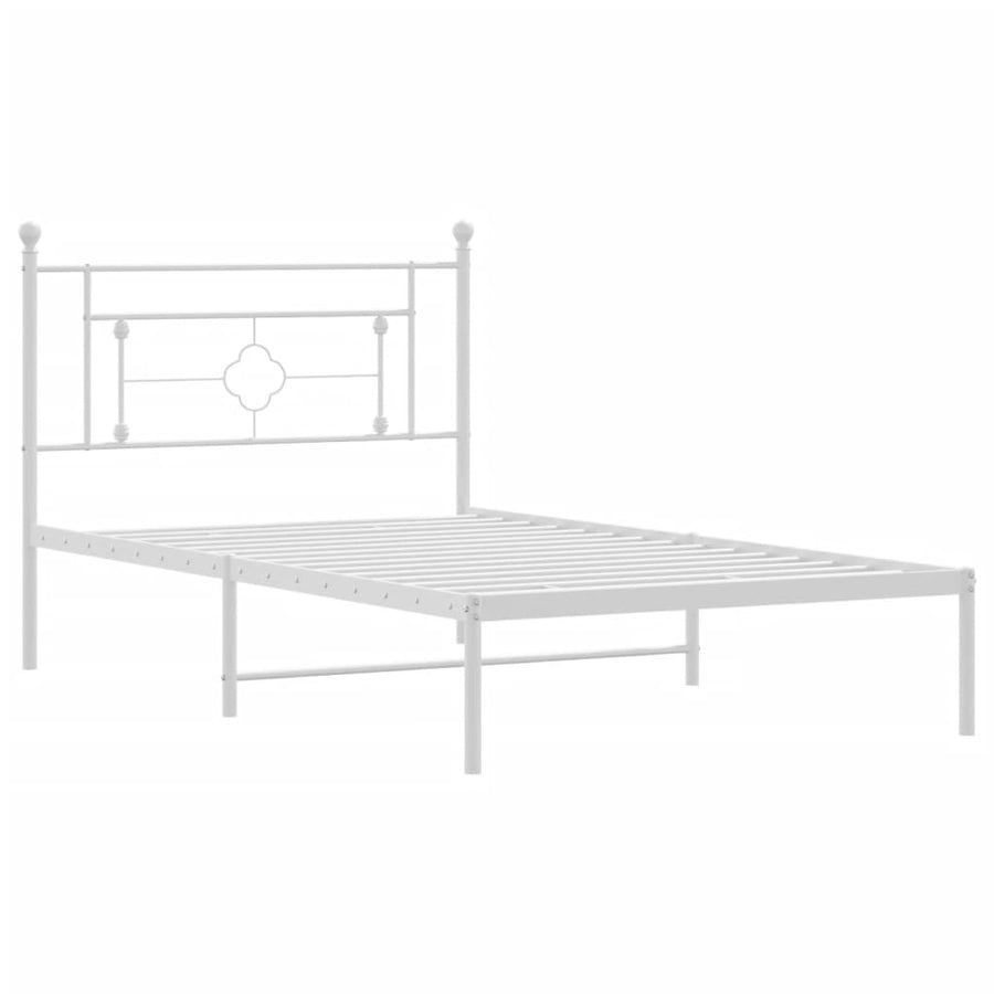 Bedframe Metaal 107 x 203 cm Wit met hoofdbord