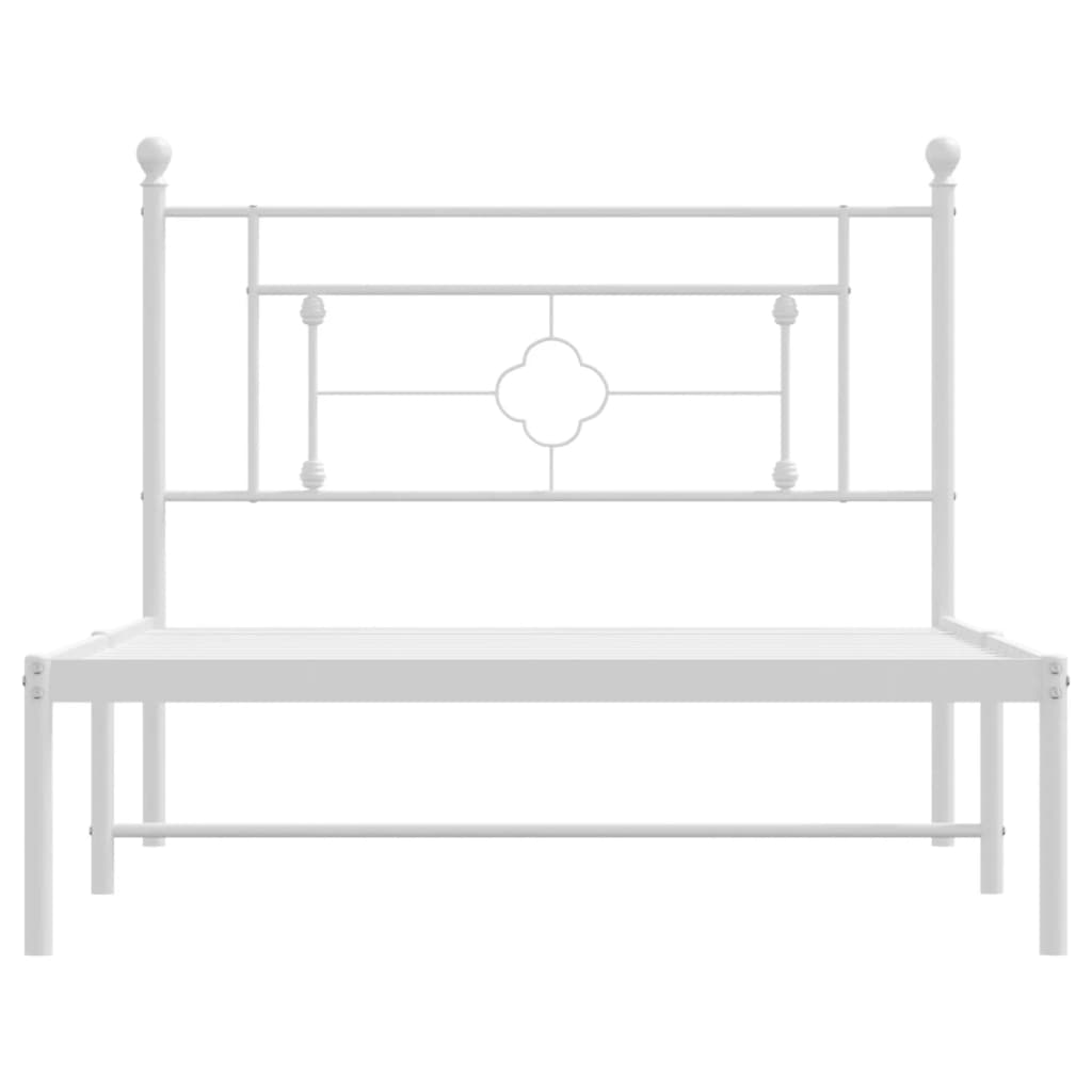 Bedframe Metaal 107 x 203 cm Wit met hoofdbord