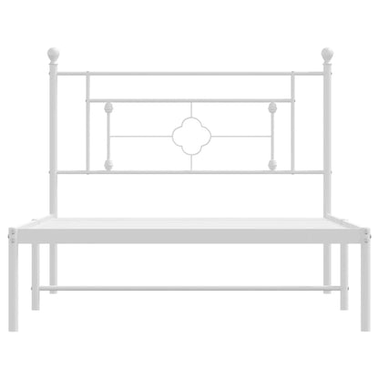 Bedframe Metaal 107 x 203 cm Wit met hoofdbord