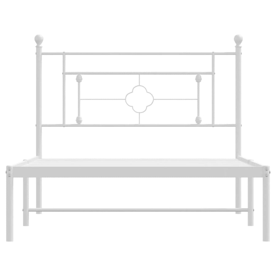 Bedframe Metaal 107 x 203 cm Wit met hoofdbord