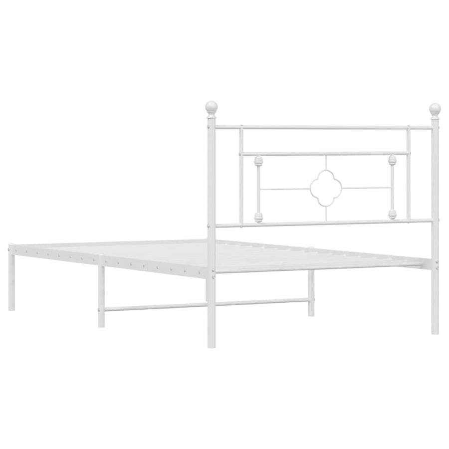Bedframe Metaal 107 x 203 cm Wit met hoofdbord