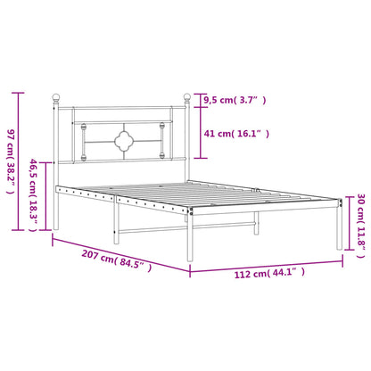 Bedframe Metaal 107 x 203 cm Wit met hoofdbord