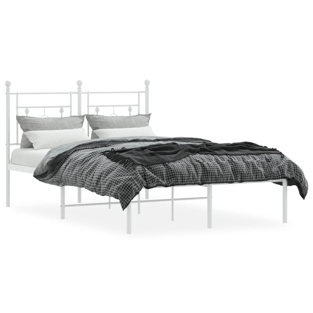 Bedframe Metaal 120 x 190 cm Wit met hoofdbord