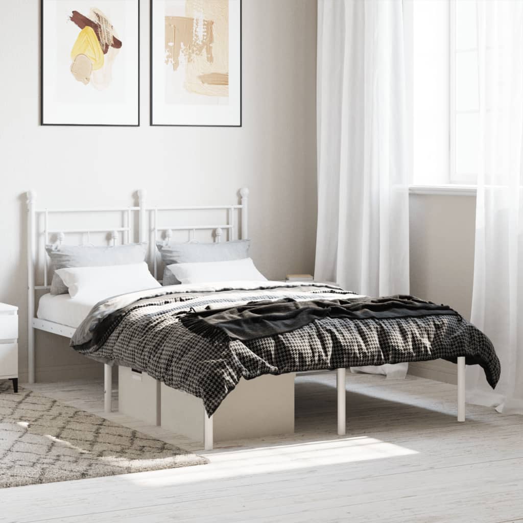 Bedframe Metaal 120 x 190 cm Wit met hoofdbord