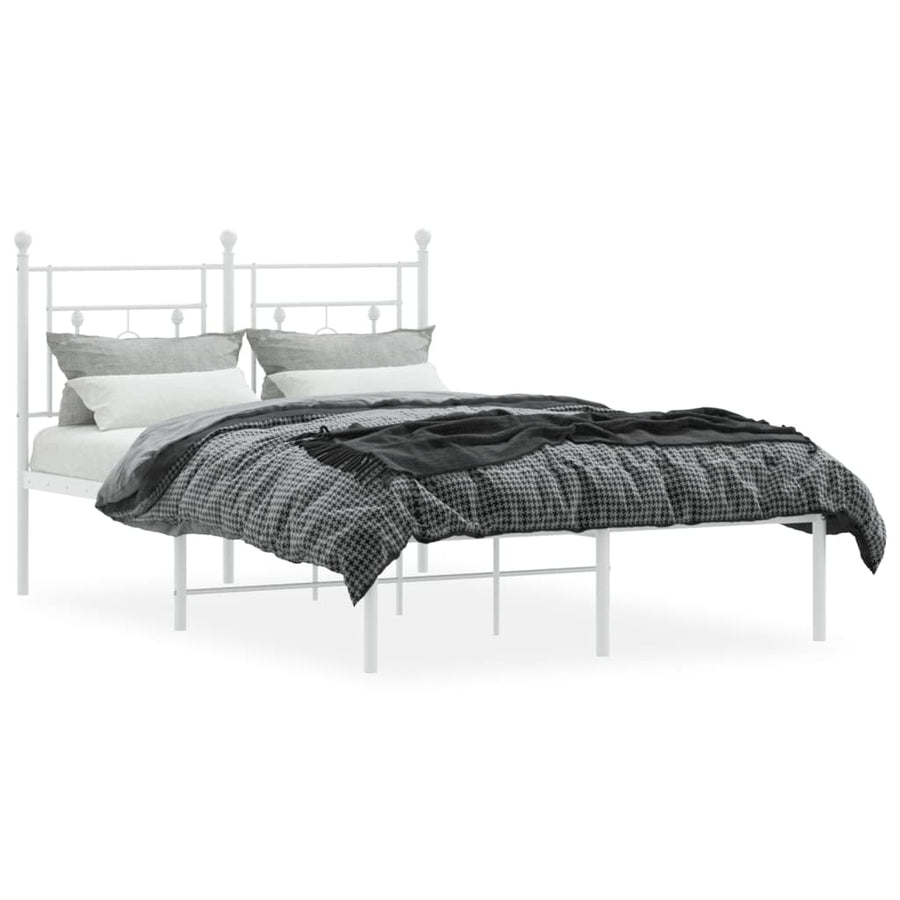 Bedframe Metaal 120 x 200 cm Wit met hoofdbord
