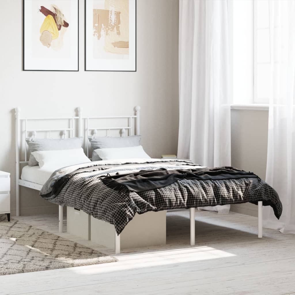 Bedframe Metaal 120 x 200 cm Wit met hoofdbord