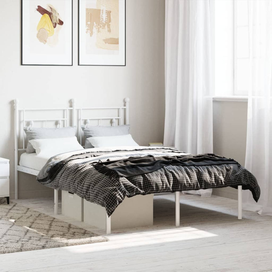 Bedframe Metaal 120 x 200 cm Wit met hoofdbord