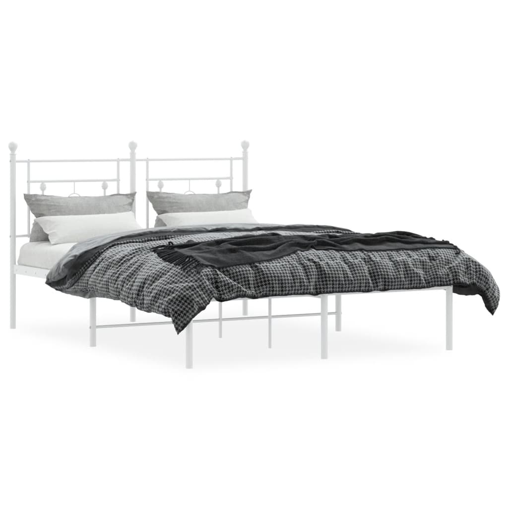 Bedframe Metaal 135 x 190 cm Wit met hoofdbord