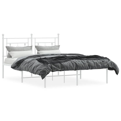 Bedframe Metaal 135 x 190 cm Wit met hoofdbord
