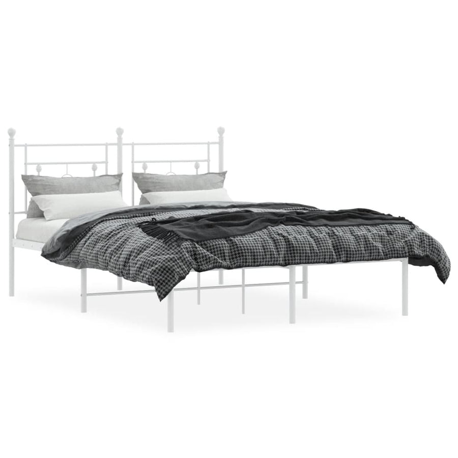 Bedframe Metaal 135 x 190 cm Wit met hoofdbord