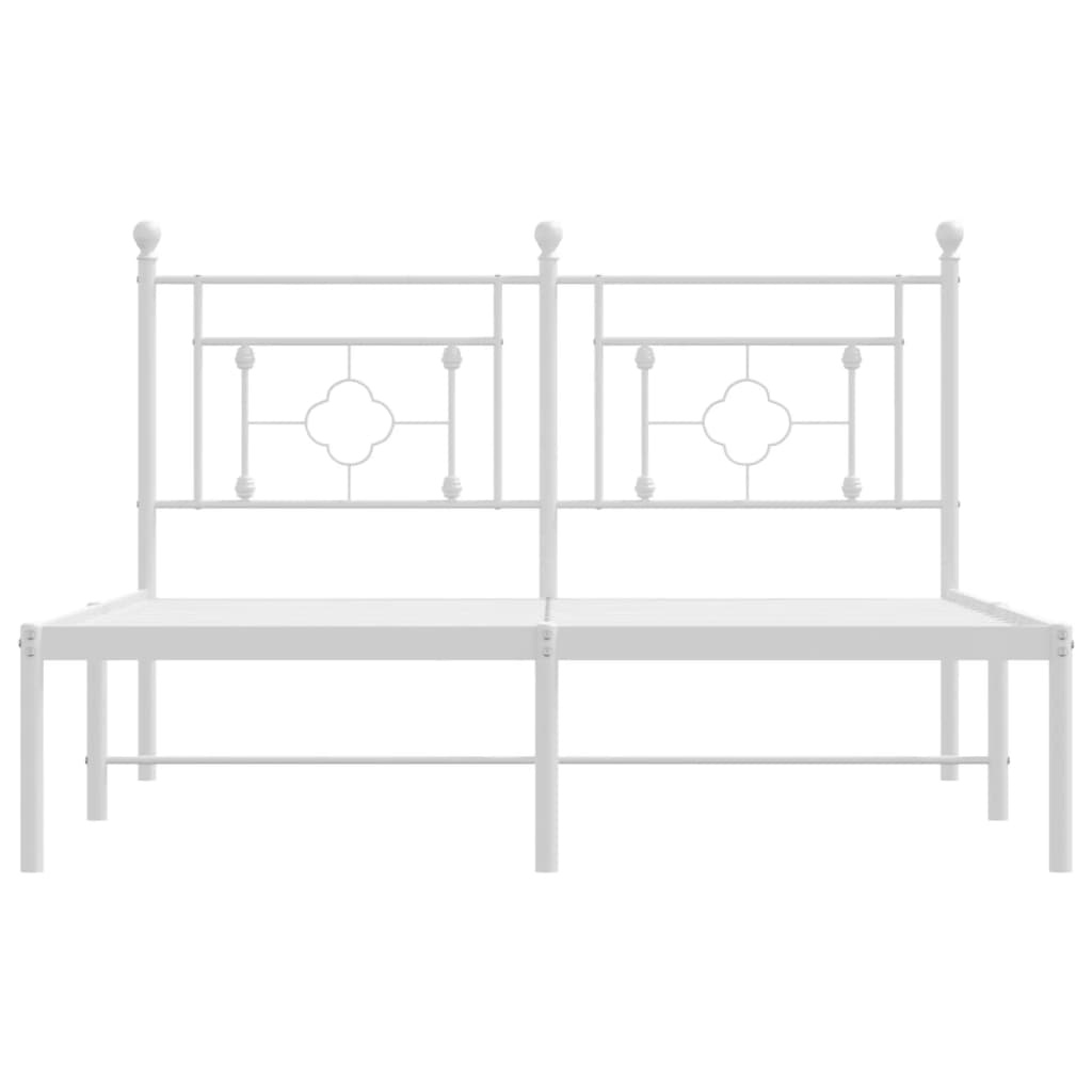 Bedframe Metaal 135 x 190 cm Wit met hoofdbord