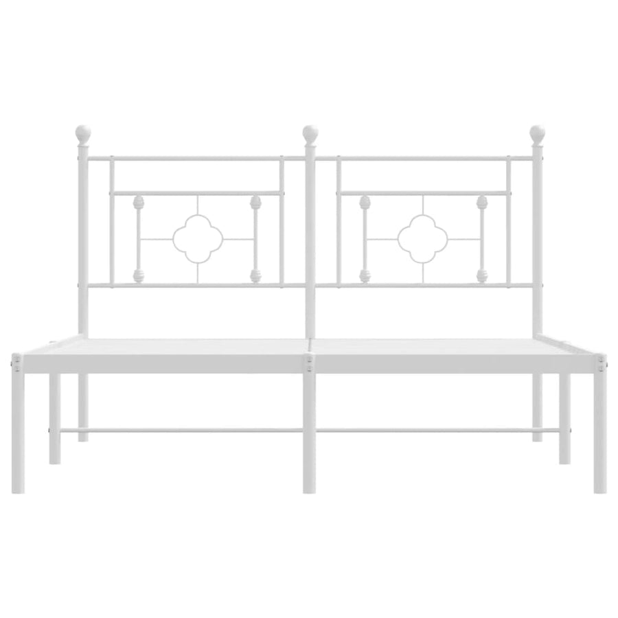 Bedframe Metaal 135 x 190 cm Wit met hoofdbord