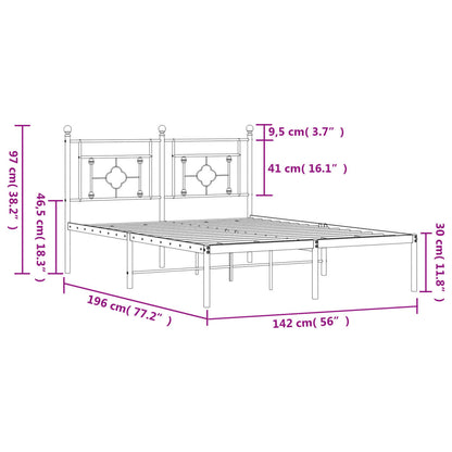 Bedframe Metaal 135 x 190 cm Wit met hoofdbord