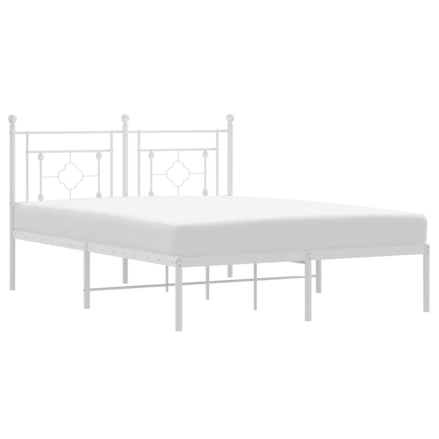 Bedframe Metaal 140 x 190 cm Wit met hoofdbord