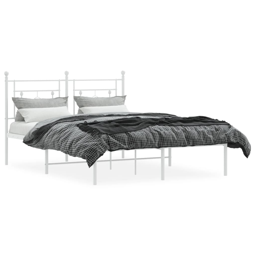 Bedframe Metaal 140 x 190 cm Wit met hoofdbord