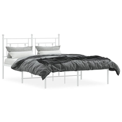 Bedframe Metaal 140 x 190 cm Wit met hoofdbord