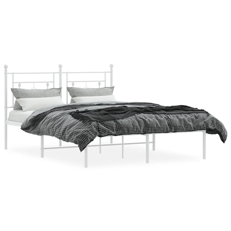 Bedframe Metaal 140 x 190 cm Wit met hoofdbord