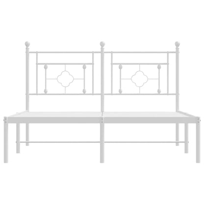 Bedframe Metaal 140 x 190 cm Wit met hoofdbord