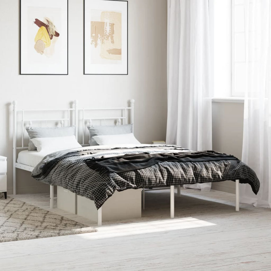 Bedframe Metaal 140 x 190 cm Wit met hoofdbord