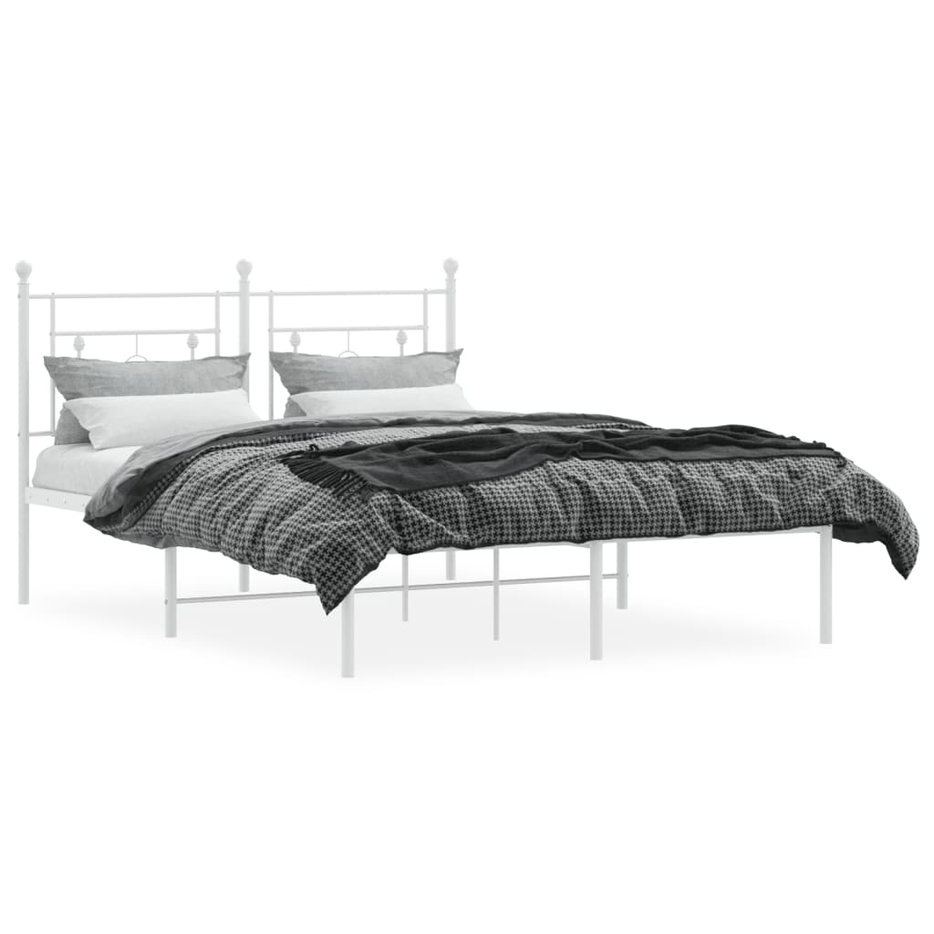 Bedframe Metaal 140 x 200 cm Wit met hoofdbord