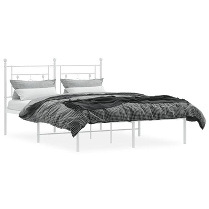 Bedframe Metaal 140 x 200 cm Wit met hoofdbord