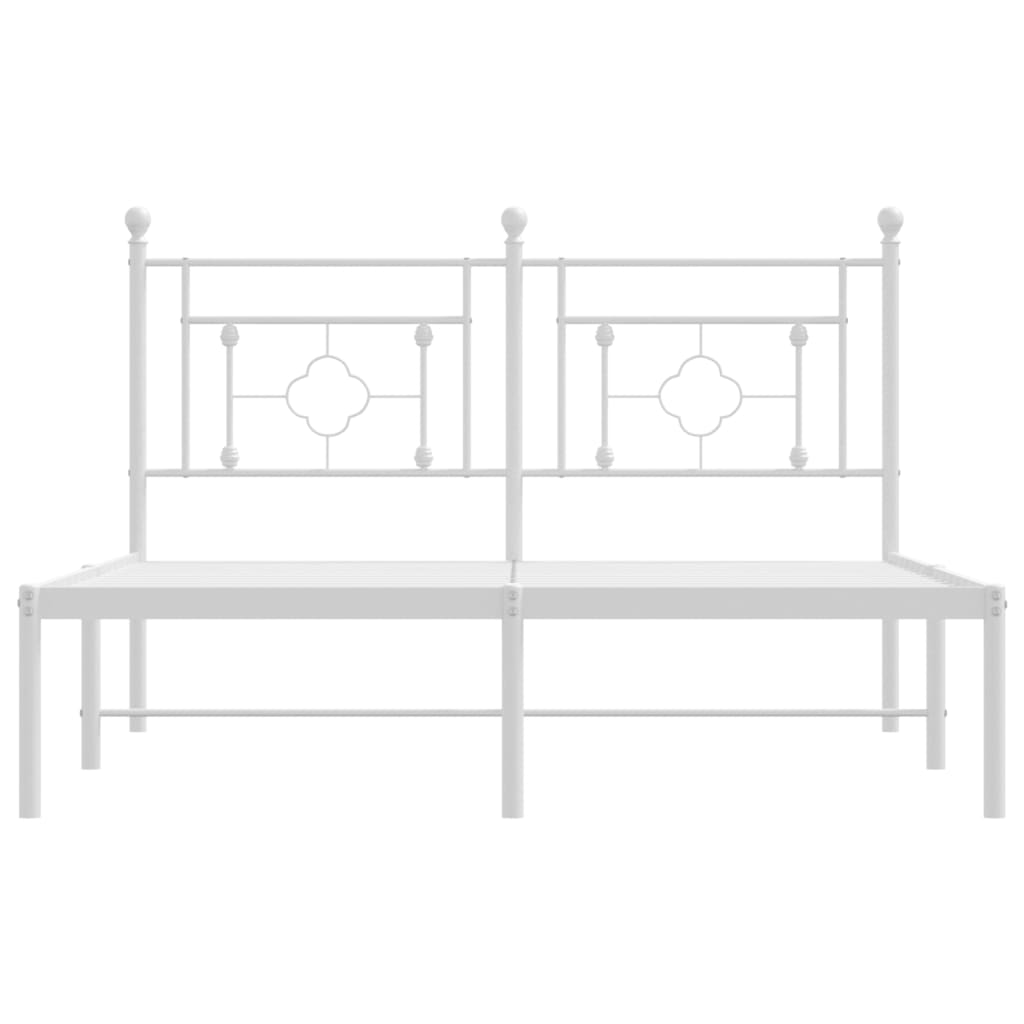 Bedframe Metaal 140 x 200 cm Wit met hoofdbord
