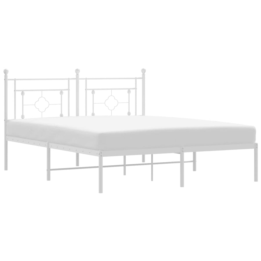 Bedframe Metaal 150 x 200 cm Wit met hoofdbord