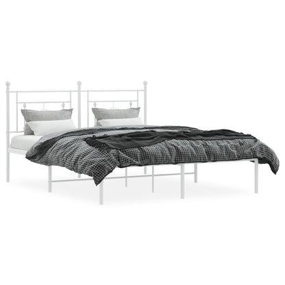 Bedframe Metaal 150 x 200 cm Wit met hoofdbord