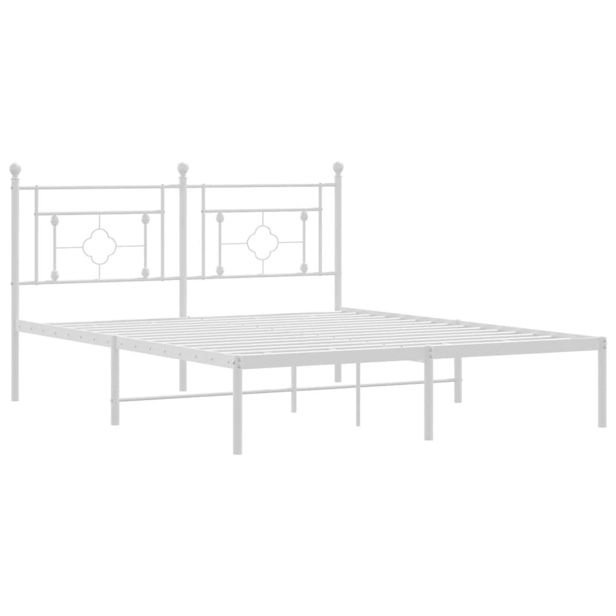 Bedframe Metaal 150 x 200 cm Wit met hoofdbord