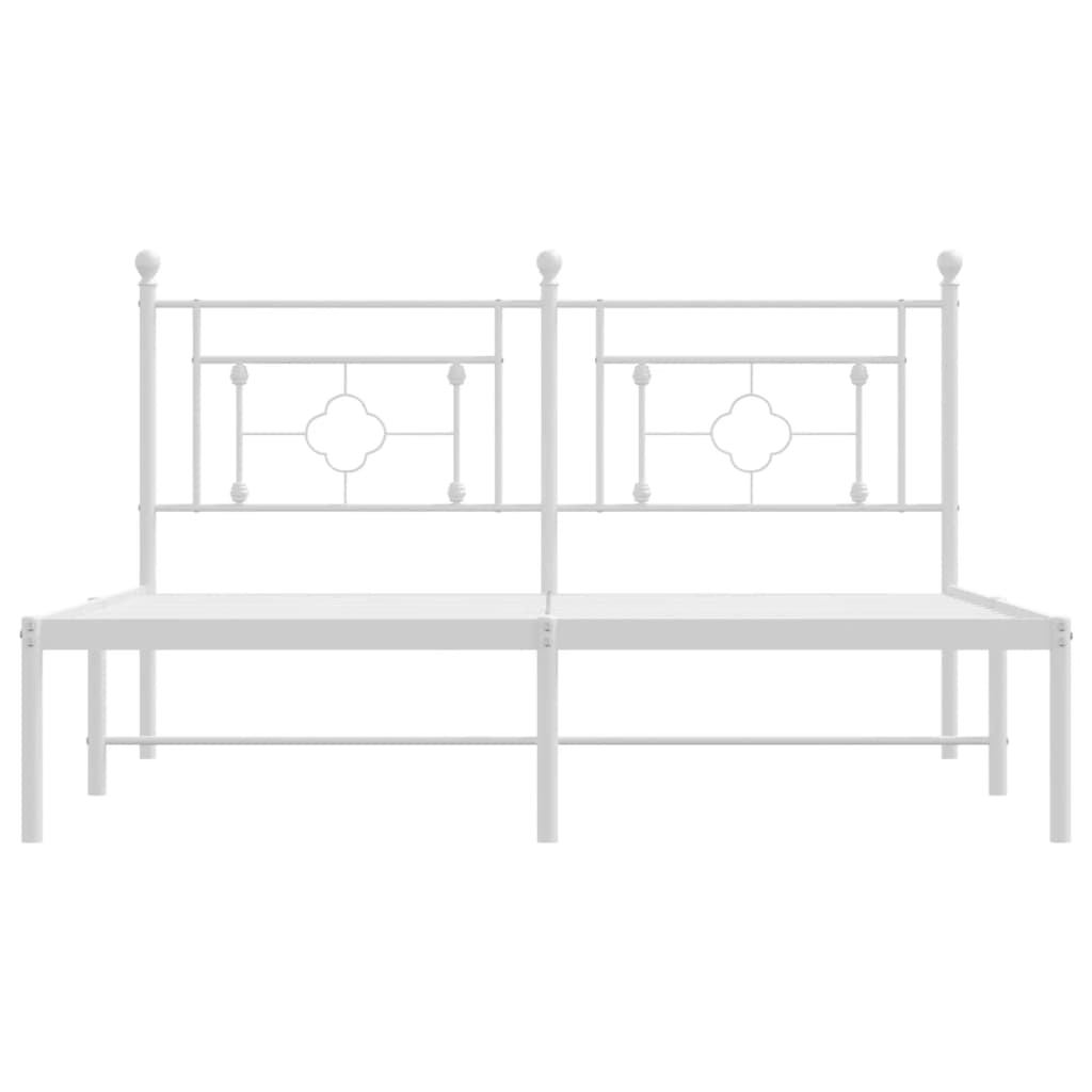 Bedframe Metaal 150 x 200 cm Wit met hoofdbord