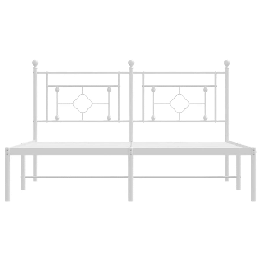 Bedframe Metaal 150 x 200 cm Wit met hoofdbord