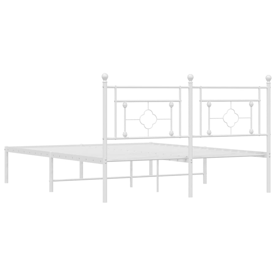 Bedframe Metaal 150 x 200 cm Wit met hoofdbord