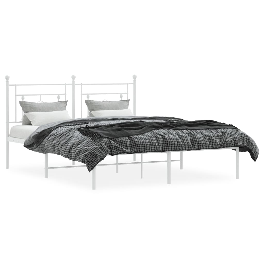 Bedframe Metaal 160 x 200 cm Wit met hoofdbord