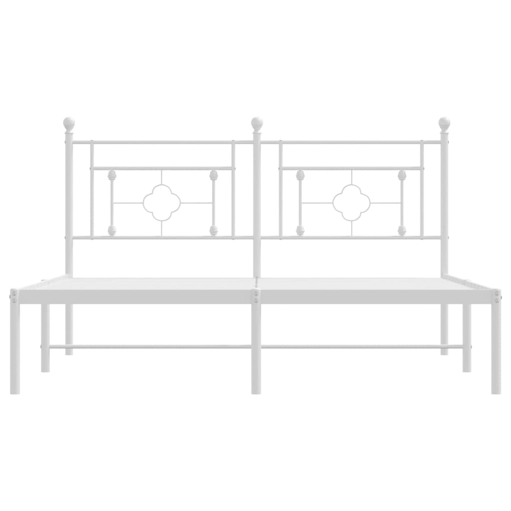 Bedframe Metaal 160 x 200 cm Wit met hoofdbord
