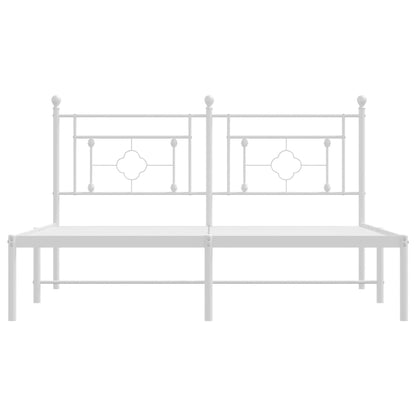 Bedframe Metaal 160 x 200 cm Wit met hoofdbord