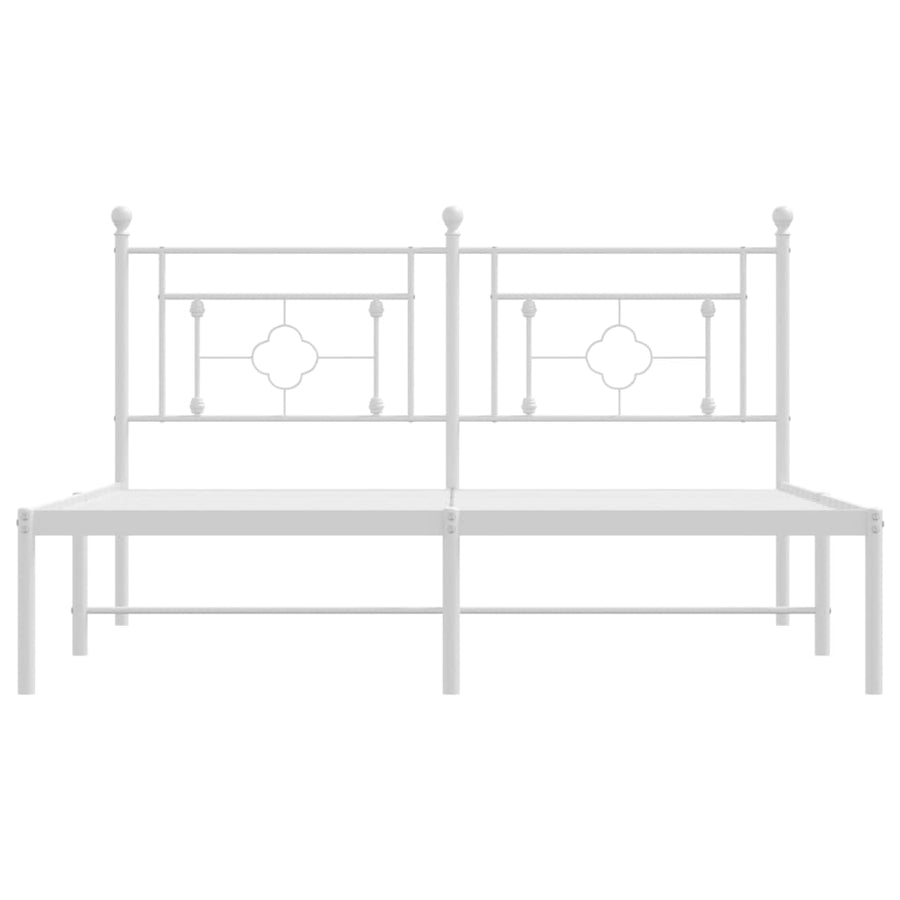 Bedframe Metaal 160 x 200 cm Wit met hoofdbord