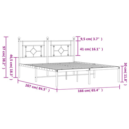 Bedframe Metaal 160 x 200 cm Wit met hoofdbord