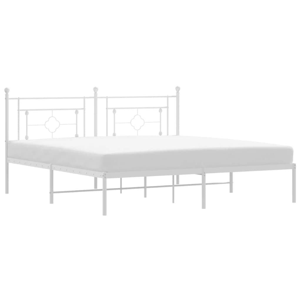 Bedframe Metaal 183 x 213 cm Wit met hoofdbord