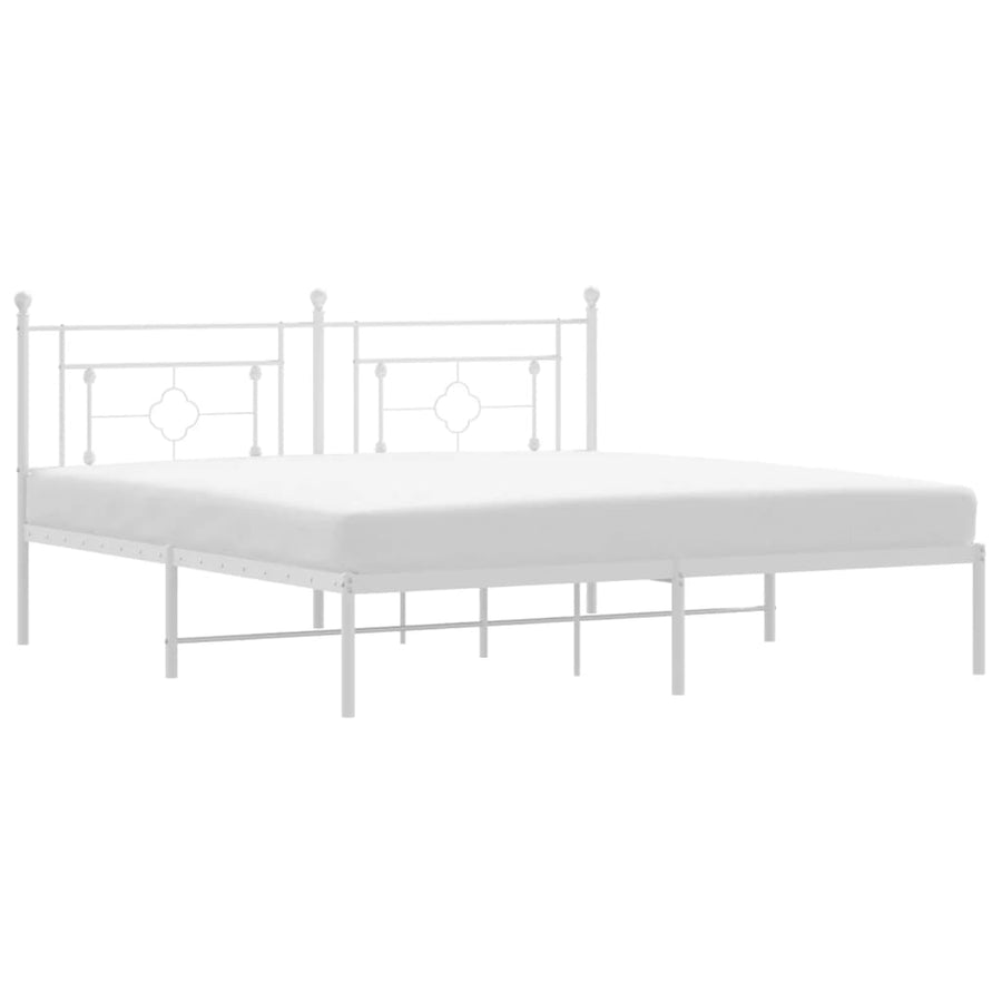 Bedframe Metaal 183 x 213 cm Wit met hoofdbord